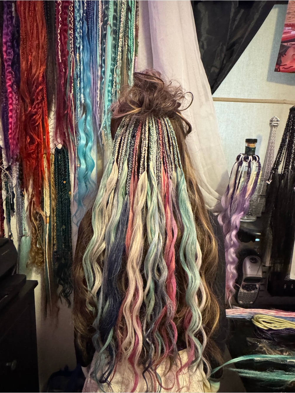 Multicolor Pastel Boho Hair Extensions and Braids